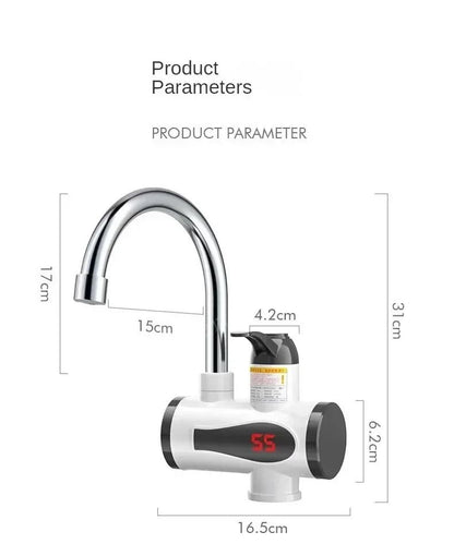3000W Electric Instant Hot Water Faucet Tankless Kitchen Water Heater Tap With LED Temperature Disp 6