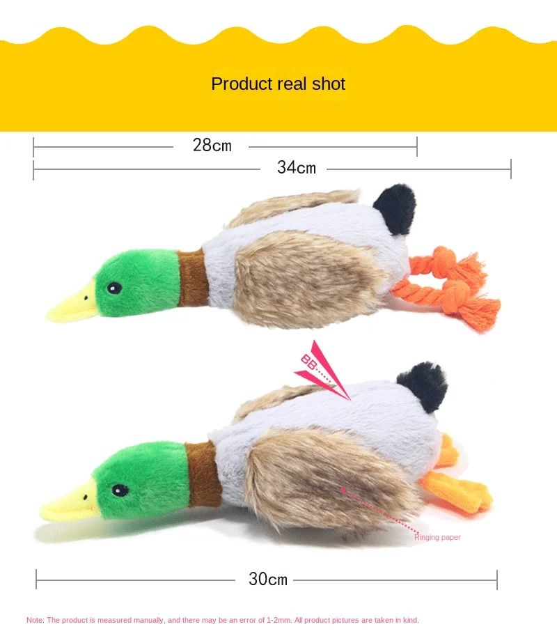Plush Duck Dog Toy Squeaky Chew Toy With Rope For Teeth Cleaning 7