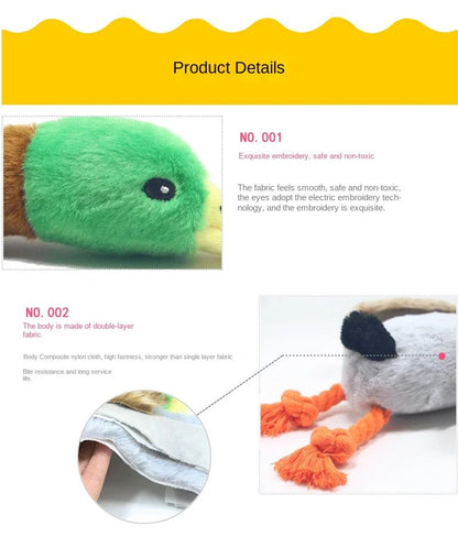 Plush Duck Dog Toy Squeaky Chew Toy With Rope For Teeth Cleaning 8