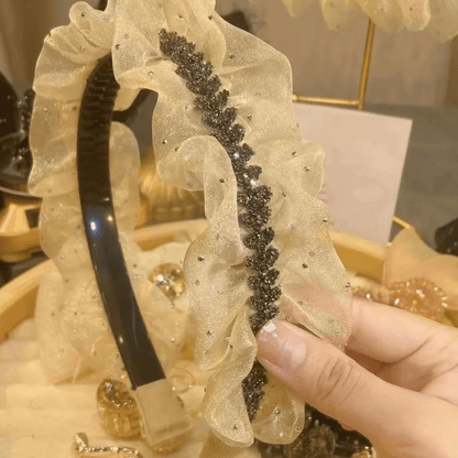 Elegant Black Gauze Rhinestone Headband 5
