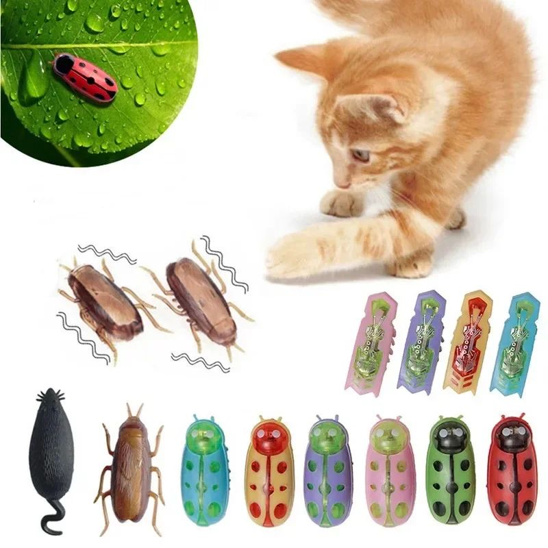Electric Bug Cat Toy Automatic Mini Robot Insect with Catnip for Cats