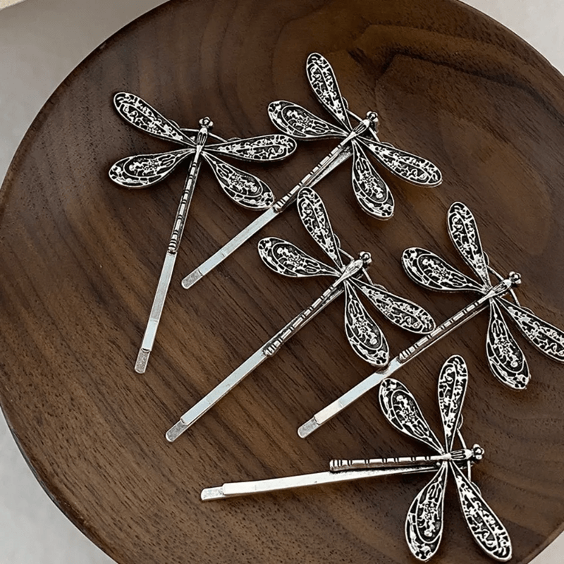 Vintage Dragonfly Metal Hair Clips Set