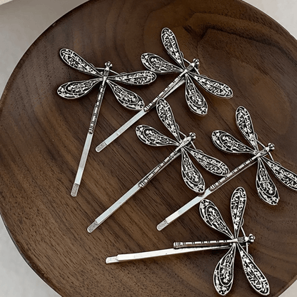 Vintage Dragonfly Metal Hair Clips Set