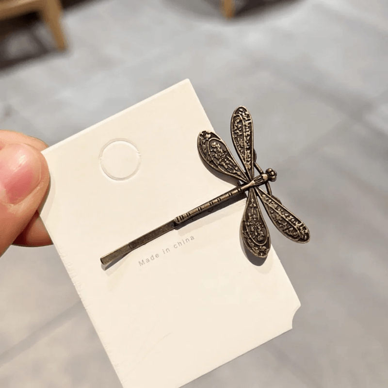 Vintage Dragonfly Metal Hair Clips Set 5