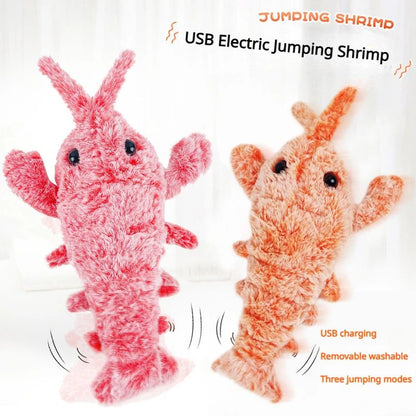 Electric Lobster Cat Toy USB Rechargeable Jumping Shrimp Plush Interactive Pet Toy