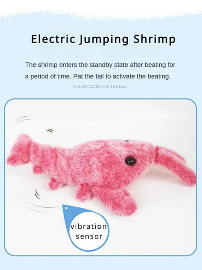 Electric Lobster Cat Toy USB Rechargeable Jumping Shrimp Plush Interactive Pet Toy 8