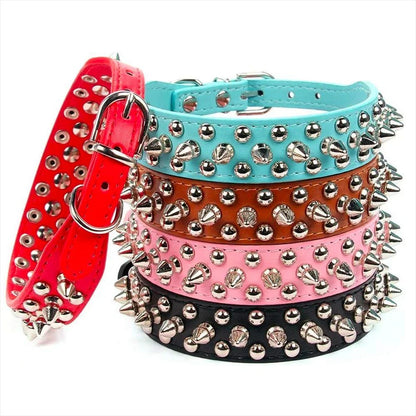 Adjustable PU Leather Spiked Dog Collar Punk Rivet Neck Strap For Small Dogs And Cats 1