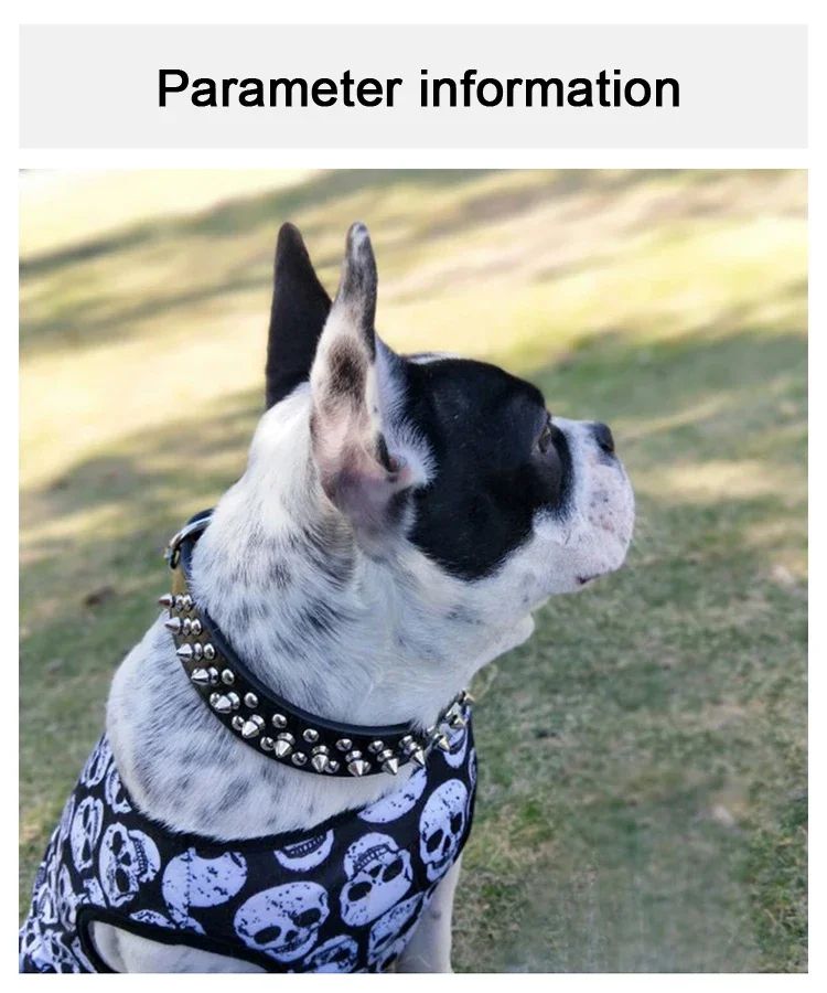 Adjustable PU Leather Spiked Dog Collar Punk Rivet Neck Strap For Small Dogs And Cats 6