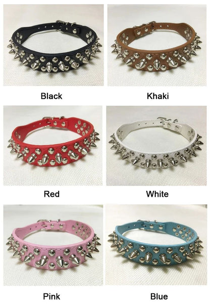 Adjustable PU Leather Spiked Dog Collar Punk Rivet Neck Strap For Small Dogs And Cats 8
