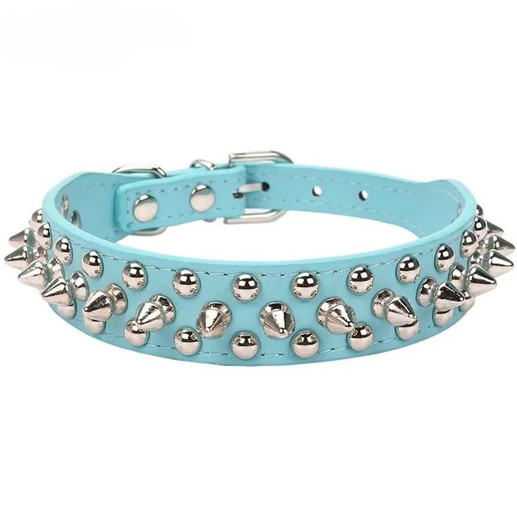 Adjustable PU Leather Spiked Dog Collar Punk Rivet Neck Strap For Small Dogs And Cats 12