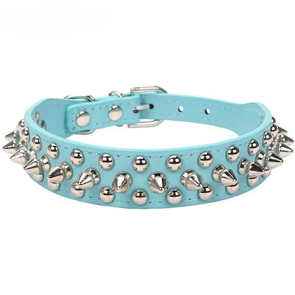 Adjustable PU Leather Spiked Dog Collar Punk Rivet Neck Strap For Small Dogs And Cats 12