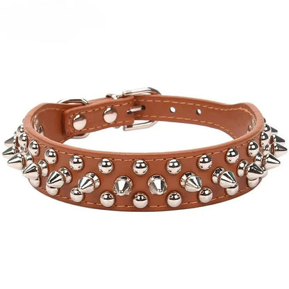 Adjustable PU Leather Spiked Dog Collar Punk Rivet Neck Strap For Small Dogs And Cats 14
