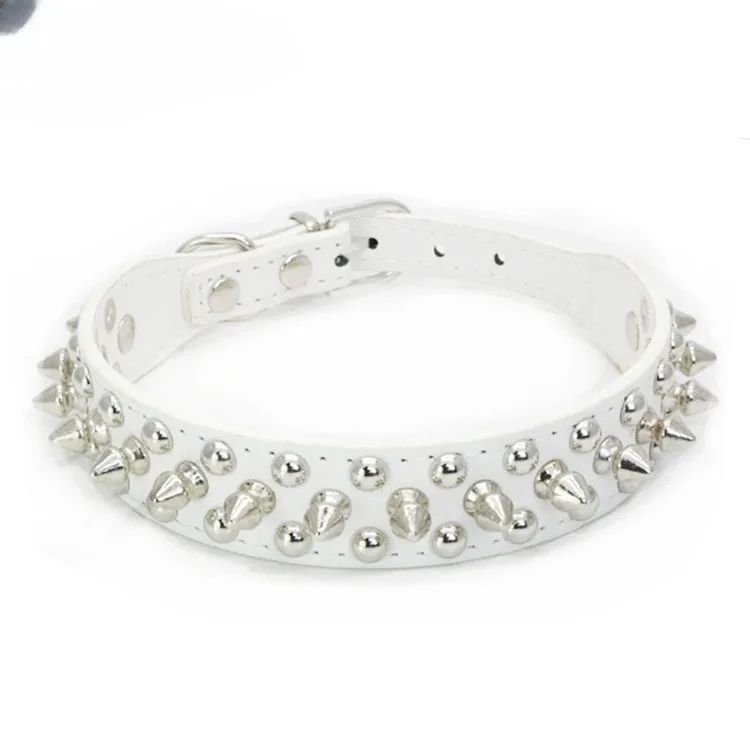 Adjustable PU Leather Spiked Dog Collar Punk Rivet Neck Strap For Small Dogs And Cats 16