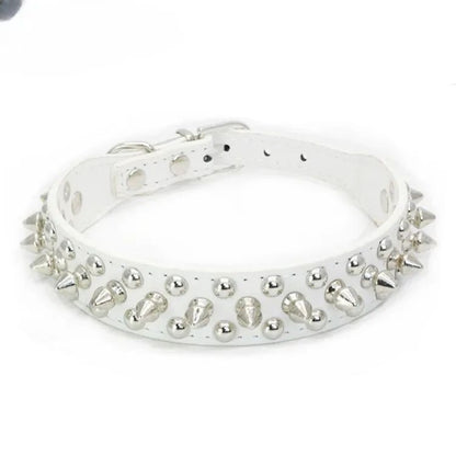 Adjustable PU Leather Spiked Dog Collar Punk Rivet Neck Strap For Small Dogs And Cats 16
