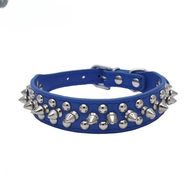 Adjustable PU Leather Spiked Dog Collar Punk Rivet Neck Strap For Small Dogs And Cats 17