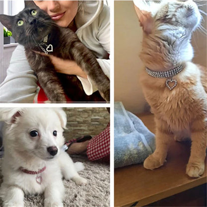 Three Row Rhinestone Pet Collar Elastic Sparkling Necklace For Cats And Dogs 3