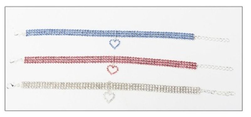 Three Row Rhinestone Pet Collar Elastic Sparkling Necklace For Cats And Dogs 12