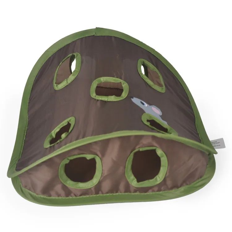 Folding Nine Hole Cat Tunnel Toy With Plush Mouse And Grab Ball 4