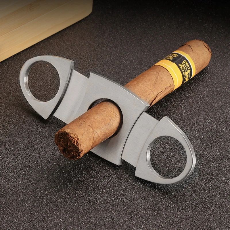 Stainless Steel Cigar Cutter Manual Sharp Double Blade Cigarette Scissors