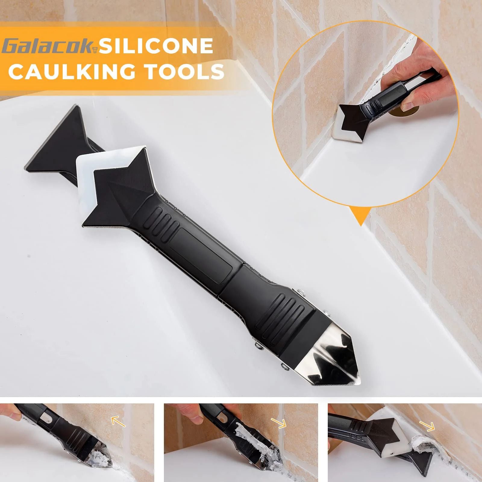 5 In 1 Metal Shovel Glue Tool Kit Silicone Spatula Caulk Remover And Sealant Finishing Tool 6