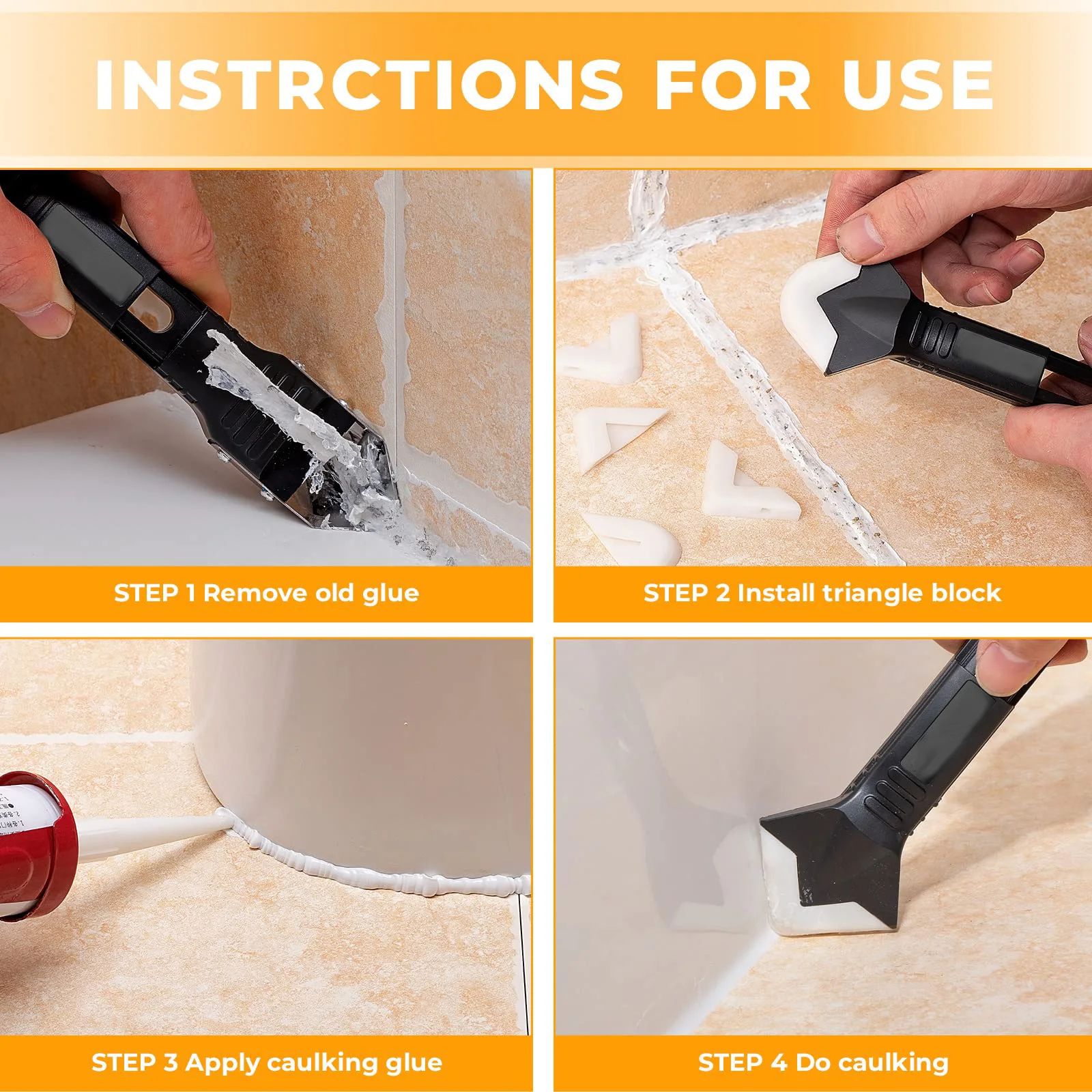 5 In 1 Metal Shovel Glue Tool Kit Silicone Spatula Caulk Remover And Sealant Finishing Tool 7