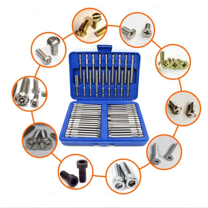 50 Piece Extra Long 75mm Security Bit Set Torx Star And Hex Screwdriver Bits 9