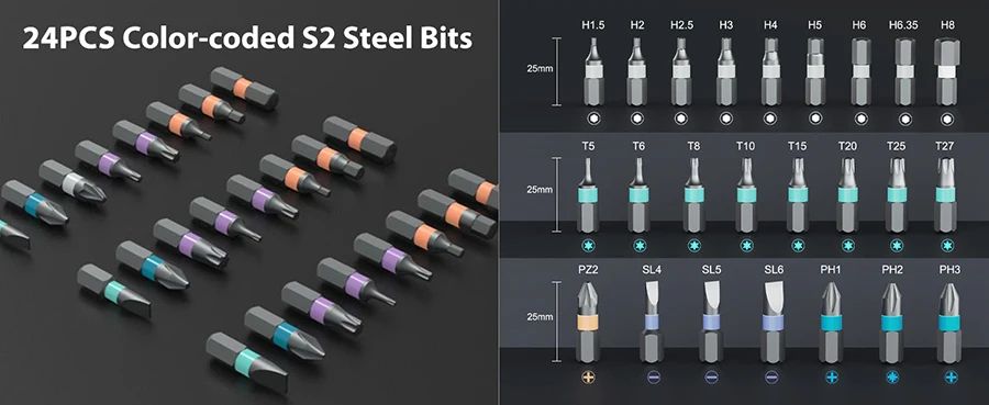 24 In 1 Ratchet Screwdriver Set Multi Purpose Magnetic Bits For DIY And Household Repair 9