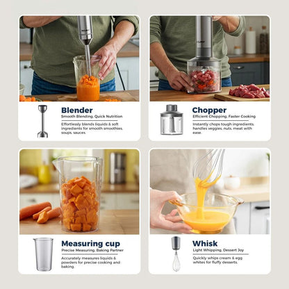 Hand Immersion Blender 1000W Stainless Steel Stick Mixer With Beaker Processor And Whisk 1