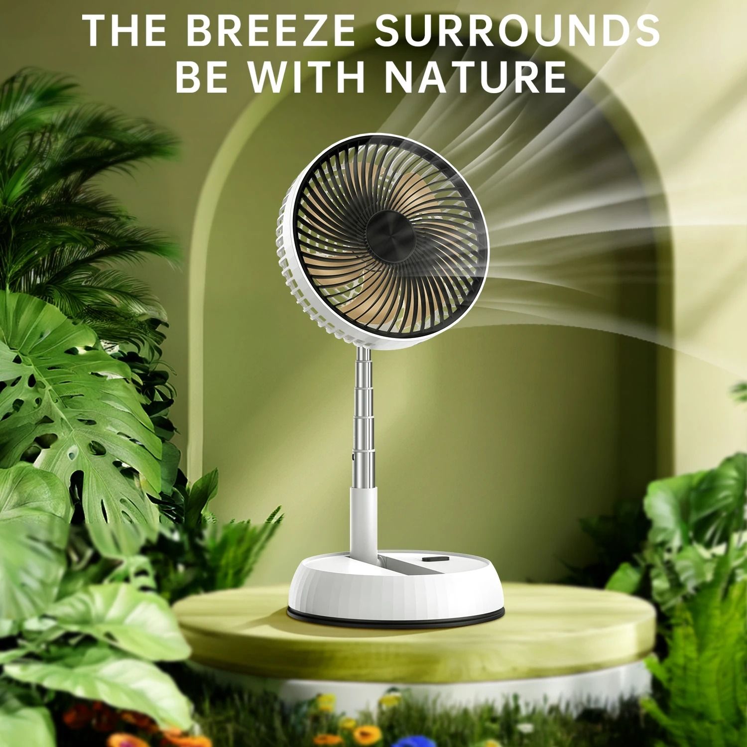 Portable Folding Fan 6000mAh Rechargeable Floor Standing Fan With Remote Control 2