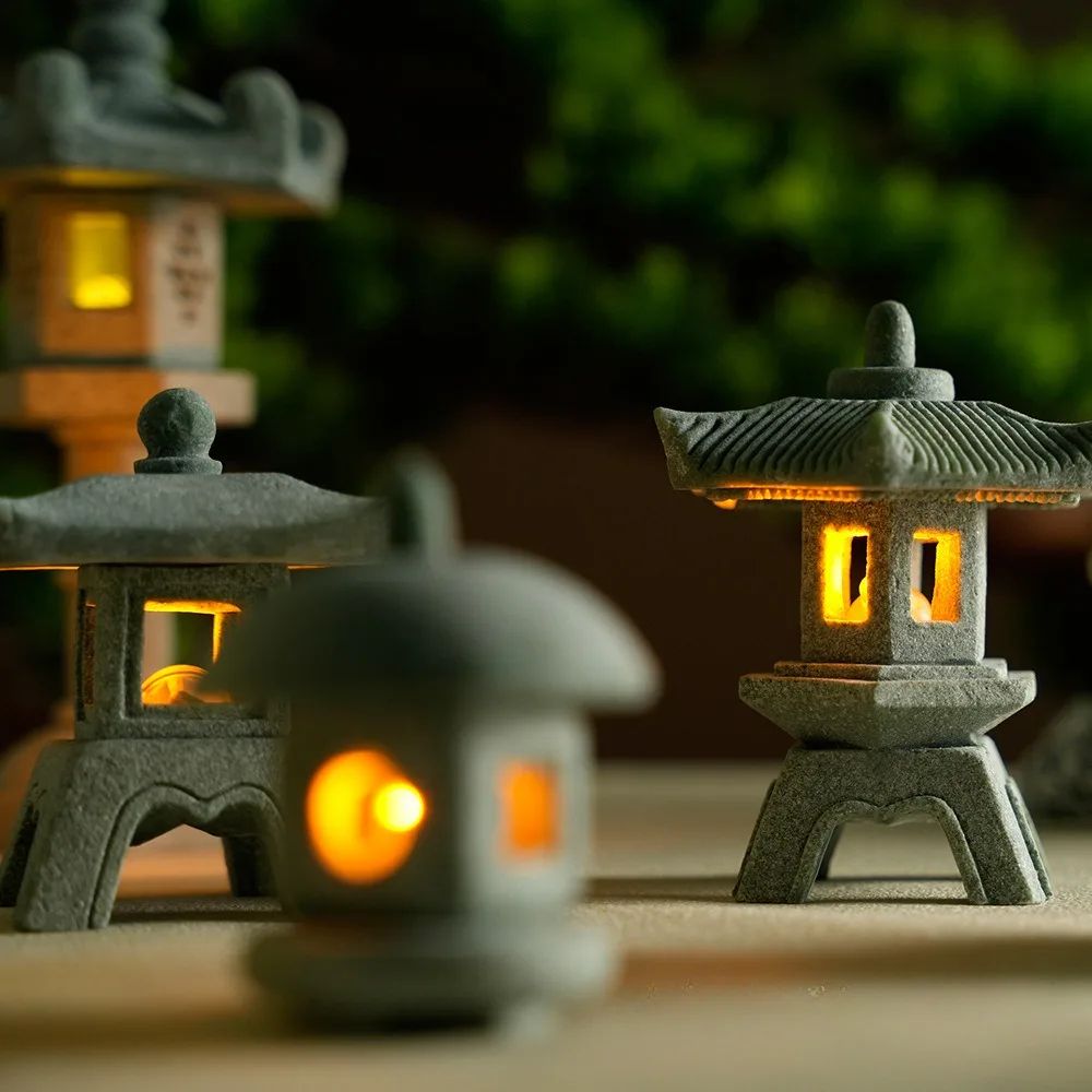 Serenity Mini Pagoda Lantern  Zen Garden Decor  Bonsai Landscape Statue 4