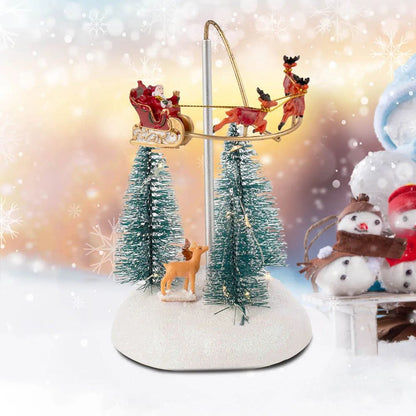 Festive Flying Santa Sleigh Christmas Village LED Light  Music Decoration 3