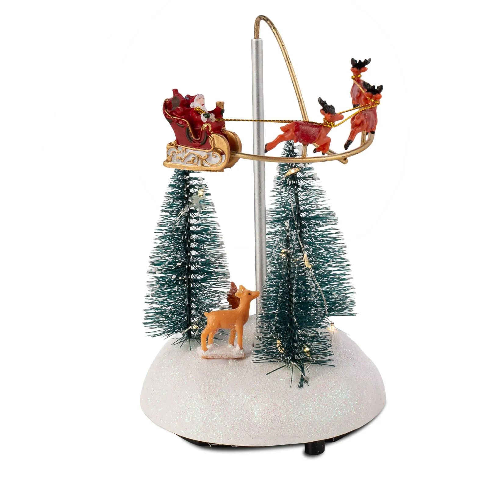 Festive Flying Santa Sleigh Christmas Village LED Light  Music Decoration 5
