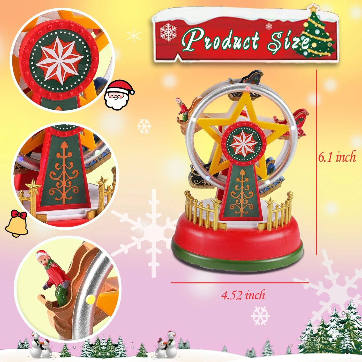 Holiday Carousel LED Music Box  LightUp Christmas Village Tabletop Decoration 7