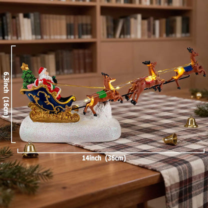 Santas Illuminated Sleigh  Reindeer Holiday Village Centerpiece 7