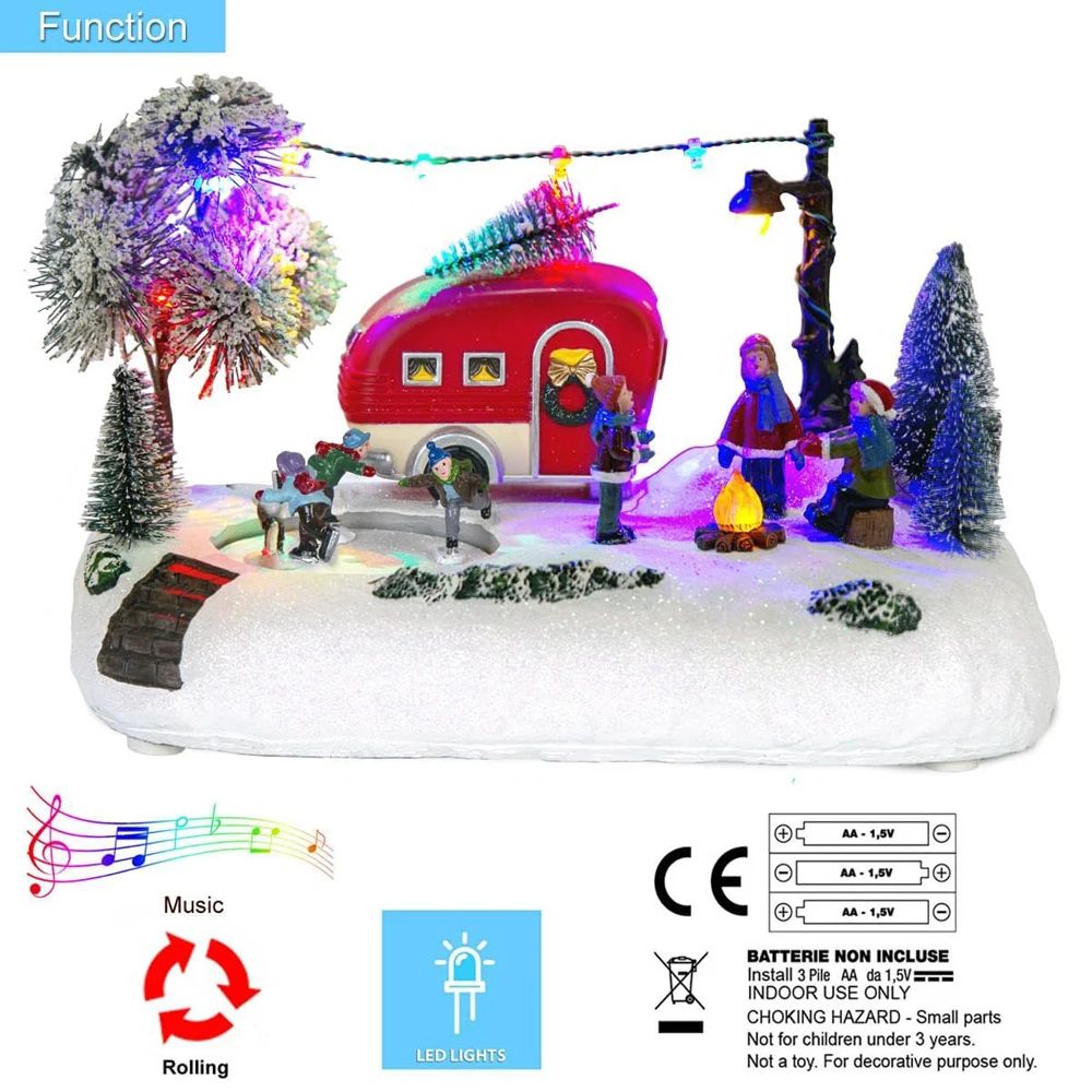 Animated Christmas Camper Village LED House Scene  Holiday Tabletop Display 2