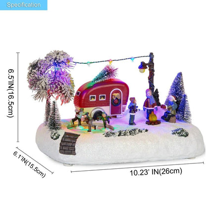 Animated Christmas Camper Village LED House Scene  Holiday Tabletop Display 1