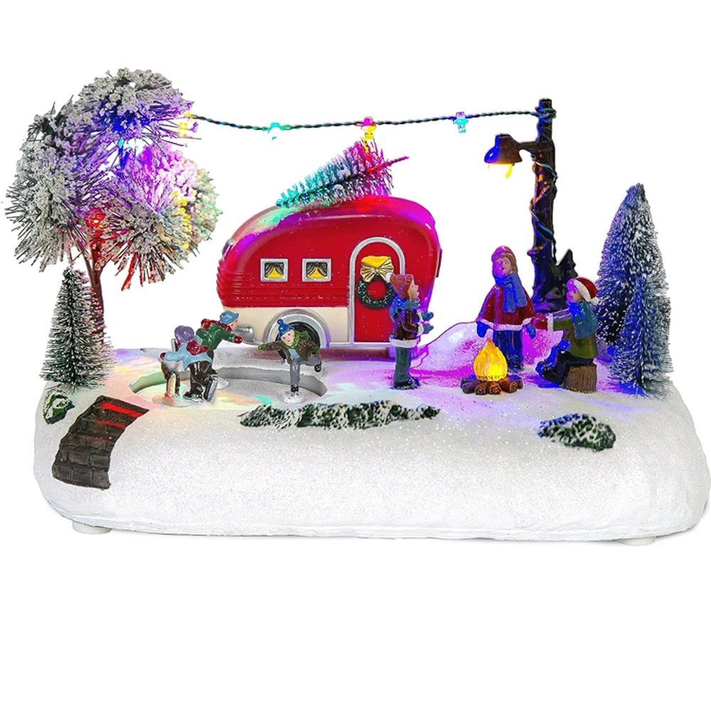 Animated Christmas Camper Village LED House Scene  Holiday Tabletop Display 3