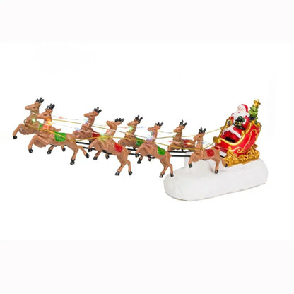 Santas Sleigh  Reindeer LED Light Christmas Village Decor Indoor Holiday Figurine 1