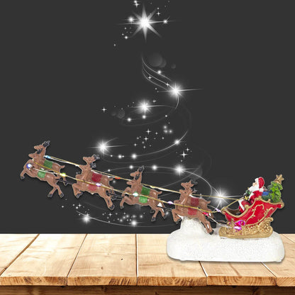 Santas Sleigh  Reindeer LED Light Christmas Village Decor Indoor Holiday Figurine 4