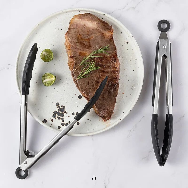 Premium Kitchen Silicone  Stainless Steel Food Tongs  Ergonomic HeatResistant Serving  Cooking Clip 2