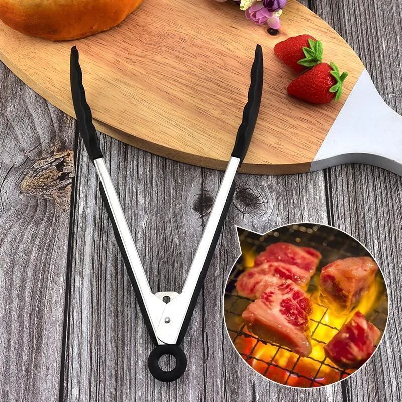 Premium Kitchen Silicone  Stainless Steel Food Tongs  Ergonomic HeatResistant Serving  Cooking Clip 3