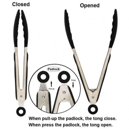 Premium Kitchen Silicone  Stainless Steel Food Tongs  Ergonomic HeatResistant Serving  Cooking Clip 5