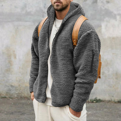 Casual Hooded Jacket For Men Autumn And Winter DoubleSided Fleece Coat 5