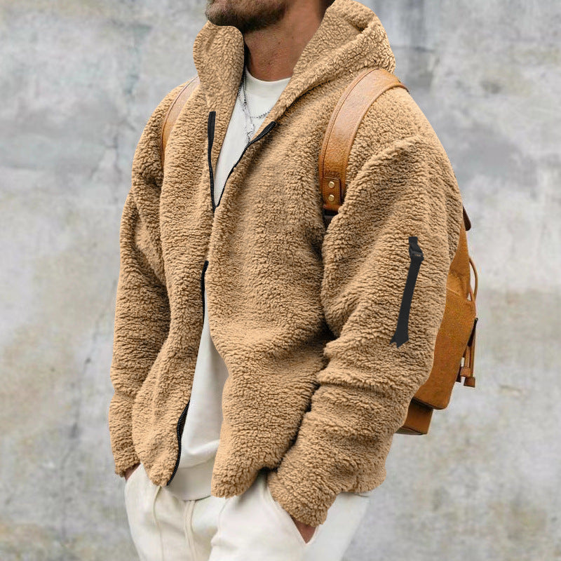 Casual Hooded Jacket For Men Autumn And Winter DoubleSided Fleece Coat 4