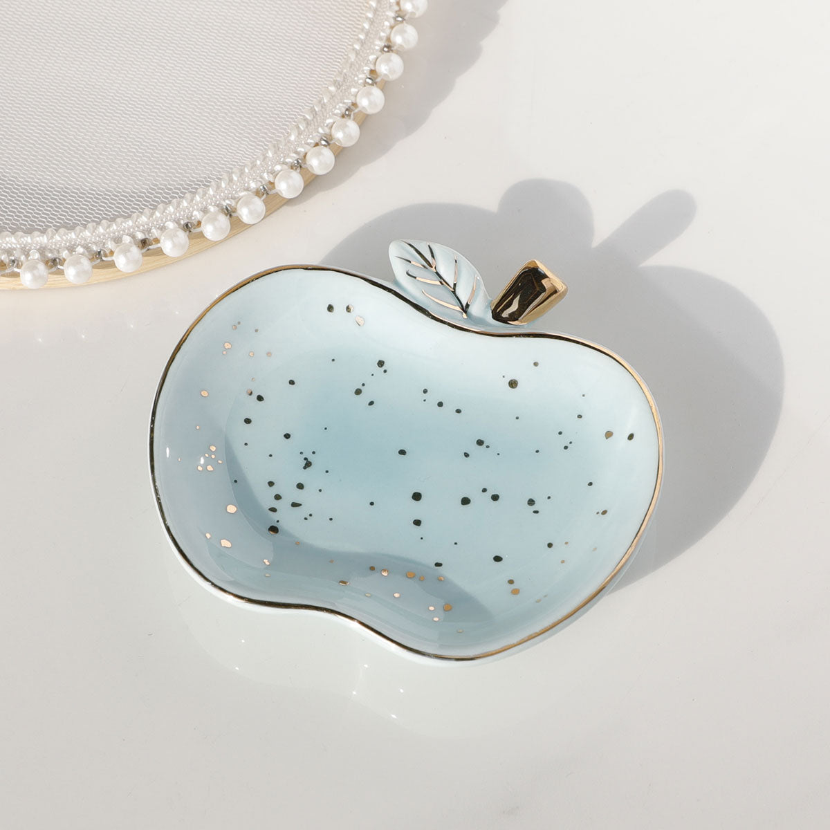 Ceramic Apple Plate, Jewelry Tray, Ceramic Dish, Ring and Necklace Holder for Home Decor