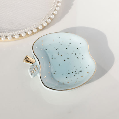 1pc Ceramic Apple Plate Jewelry Tray Ceramic Dish Ring And Necklace Holder For Home Decor 4