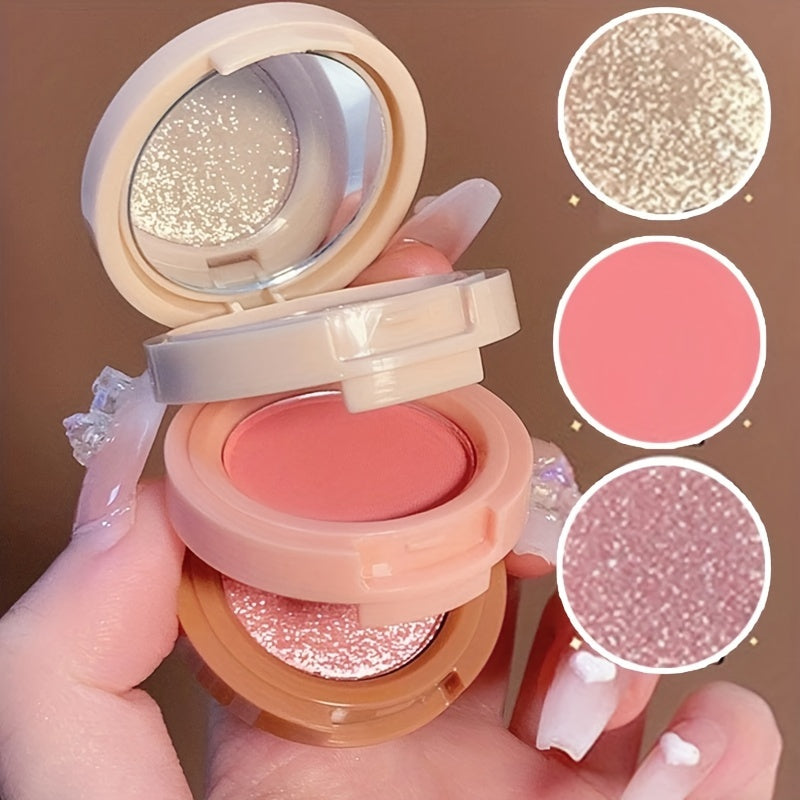 Matte And Pearlescent Texture Makeup Palette Glitter Blush Highlighter Contouring Palette 7