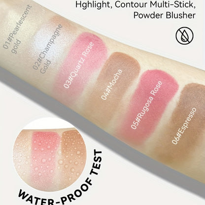 Nongreasy Cream Contour Stick Set With Highlighter Bronzer Blush Waterresistant Face Contouring Pen 1