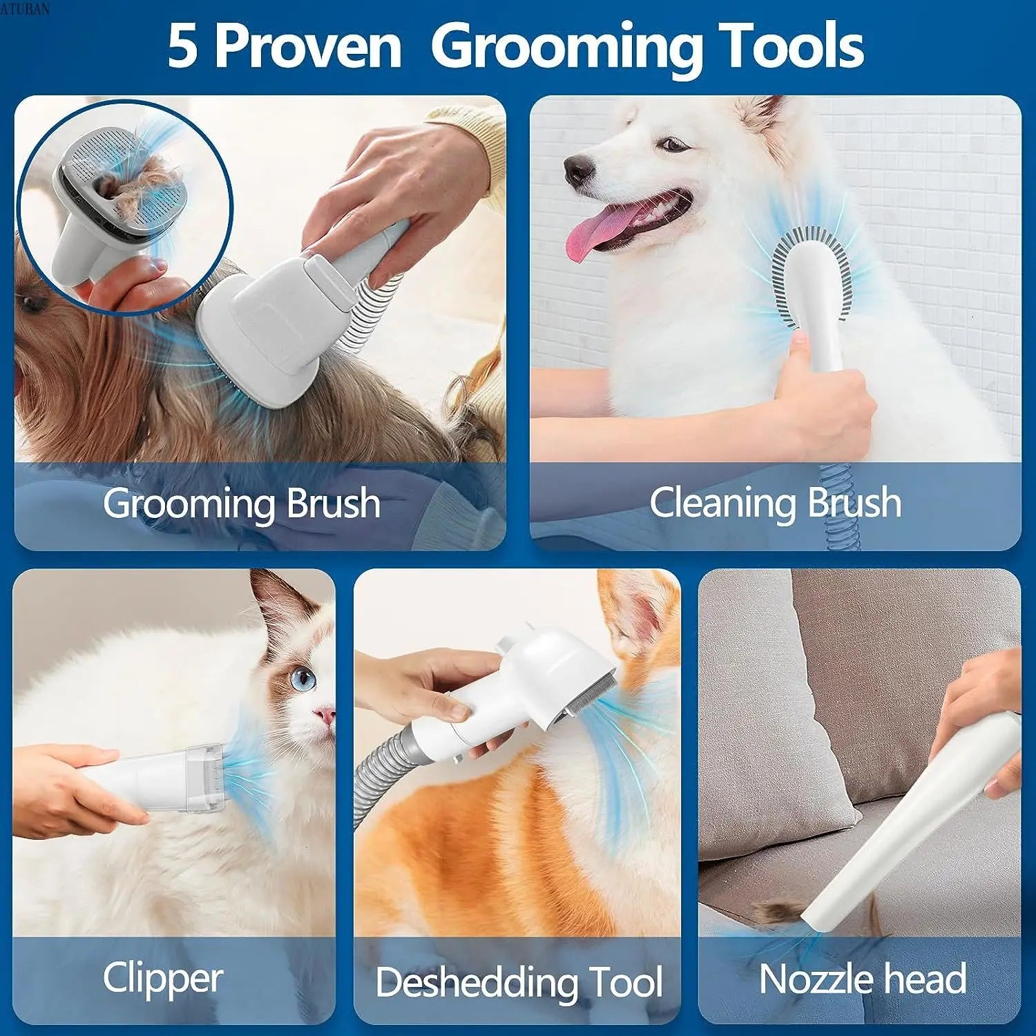 Pet Grooming Kit Dog Grooming Vacuum With High Capacity Large Pet Hair Dust Cup Vacuum Cleaner For  3
