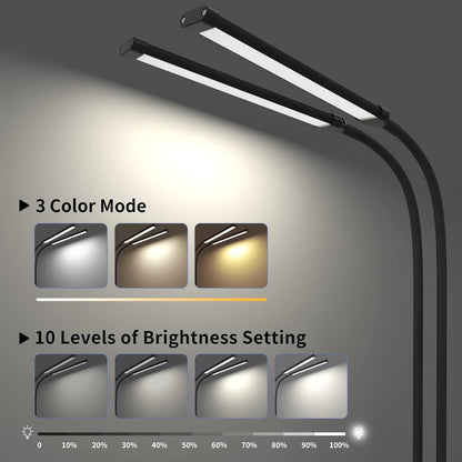 Clip-on Desk Lamp for Study, Lighting Modes, Flexible Gooseneck, Eye-Care Reading Lamp, USB Powered with Brightness